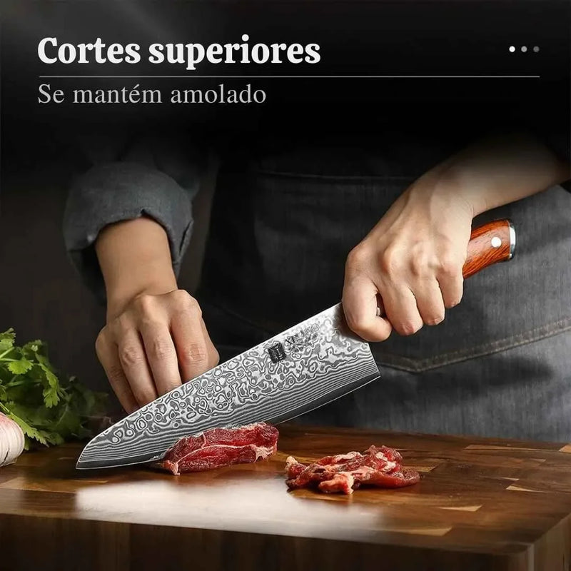 Faca de Aço Damasco para Churrasco EZ