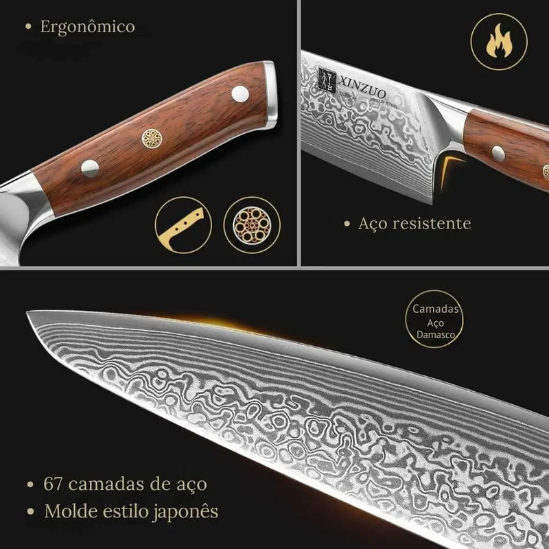 Faca de Aço Damasco para Churrasco EZ