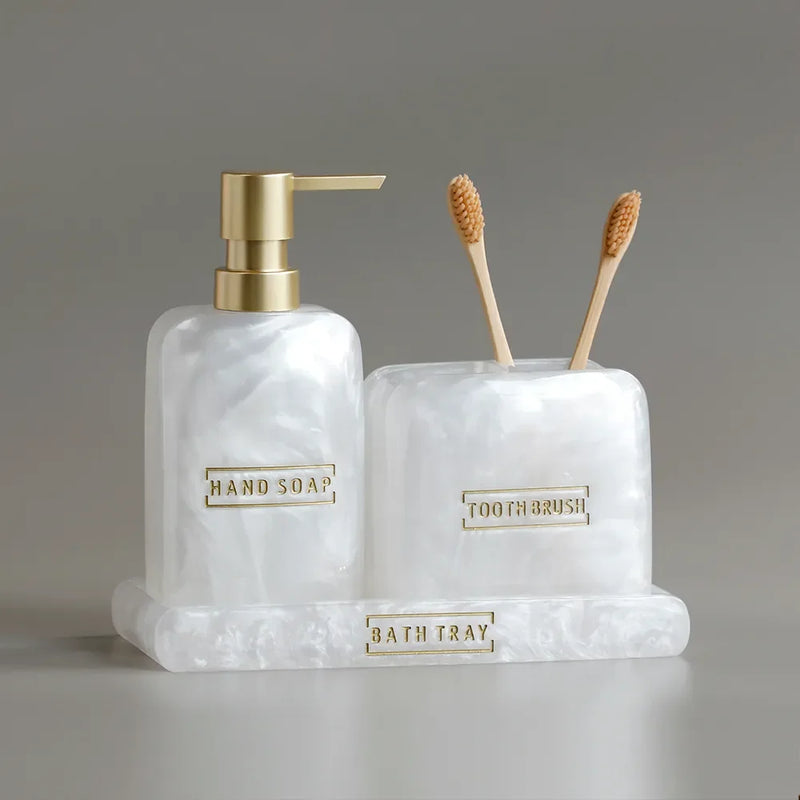 Kit Dispenser Para banheiro Branco Perolado - Tazzi